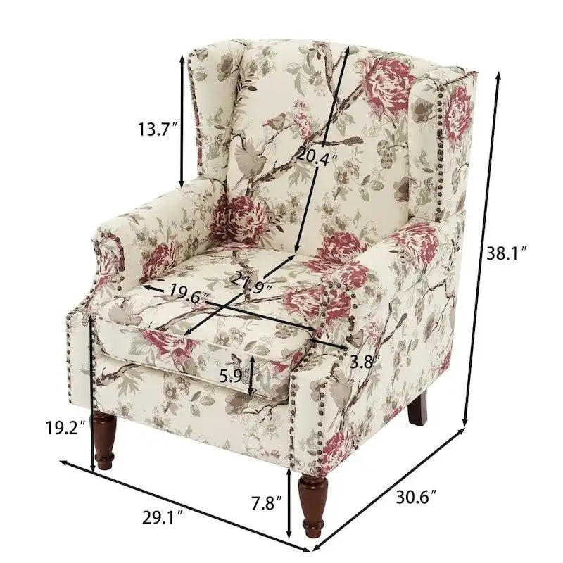 Set of 2 Patterned Upholstered Accent Chair for Living Room