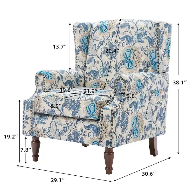 Set of 2 Patterned Upholstered Accent Chair for Living Room