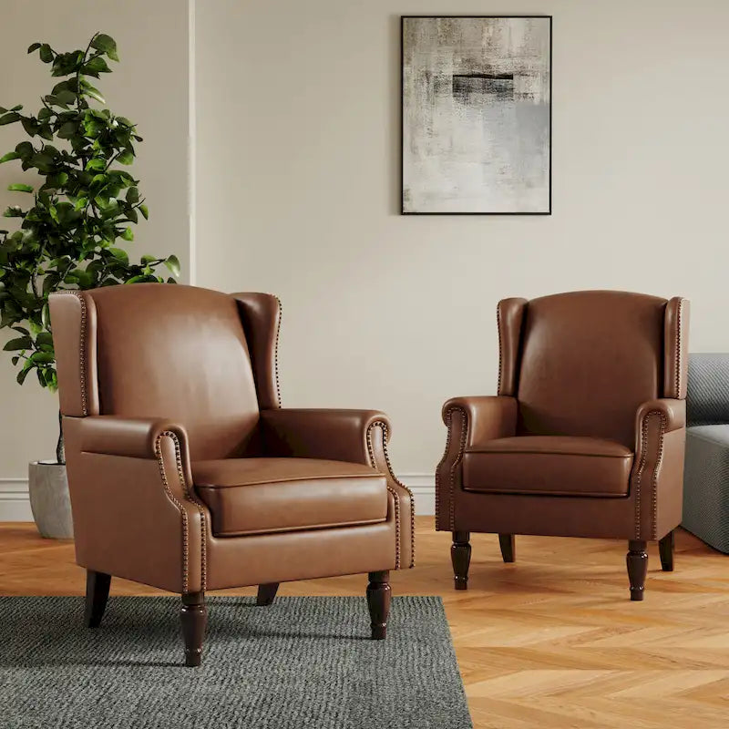 Set of 2 Patterned Upholstered Accent Chair for Living Room