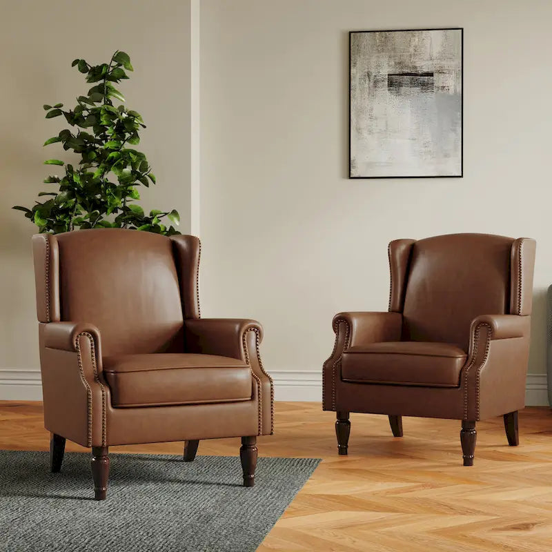 Set of 2 Patterned Upholstered Accent Chair for Living Room