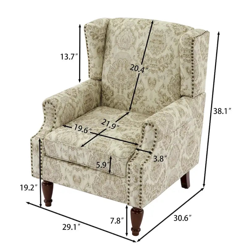 Set of 2 Patterned Upholstered Accent Chair for Living Room