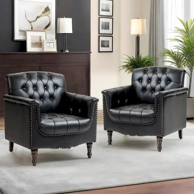 Çivi Başlığı Detaylı Modern Kapitoneli Vurgulu Koltuk, 2'li Set