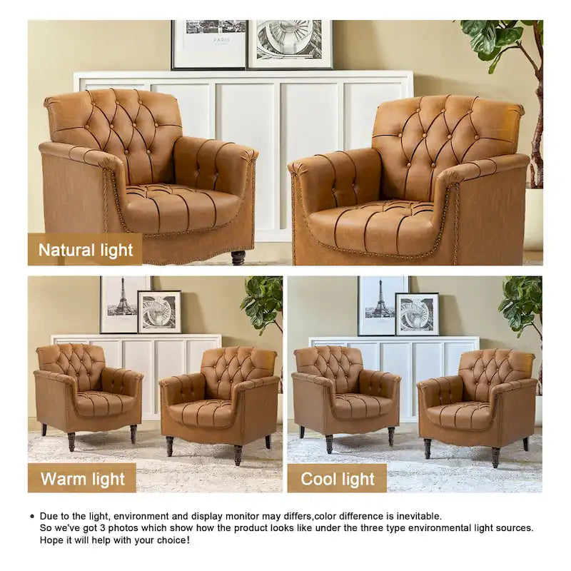 Çivi Başlığı Detaylı Modern Kapitoneli Vurgulu Koltuk, 2'li Set