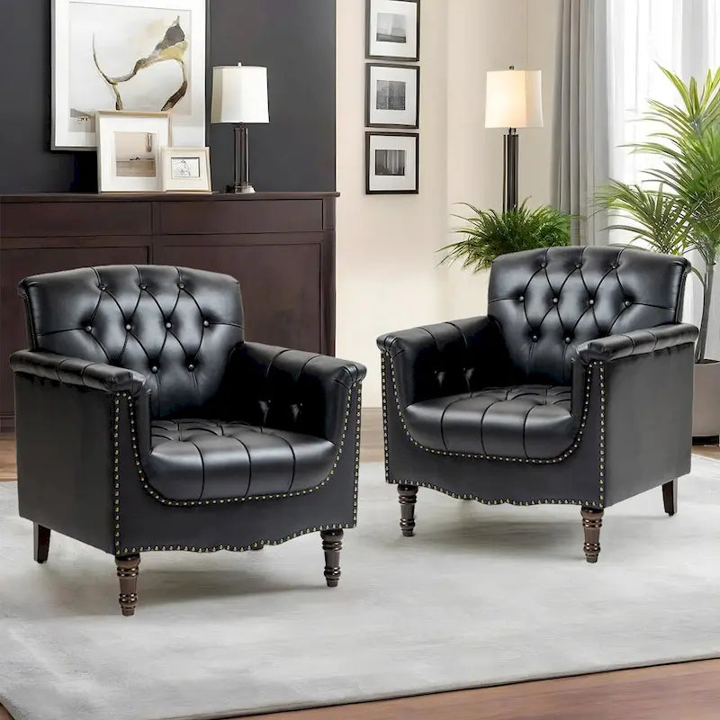 Çivi Başlığı Detaylı Modern Kapitoneli Vurgulu Koltuk, 2'li Set