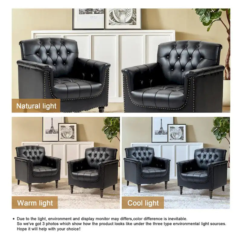 Çivi Başlığı Detaylı Modern Kapitoneli Vurgulu Koltuk, 2'li Set