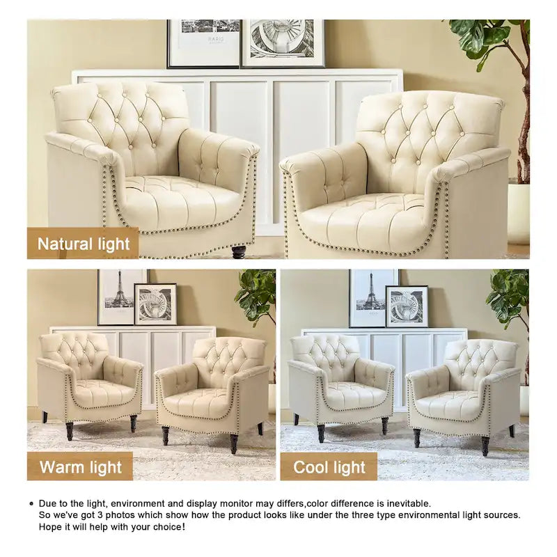 Çivi Başlığı Detaylı Modern Kapitoneli Vurgulu Koltuk, 2'li Set
