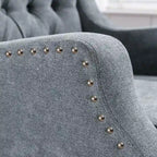 Linen Upholstered Accent Chair with Solid Wood Legs,Mid-Century Modern Single Lounge Sofa Chair for Living Room and Bedroom
