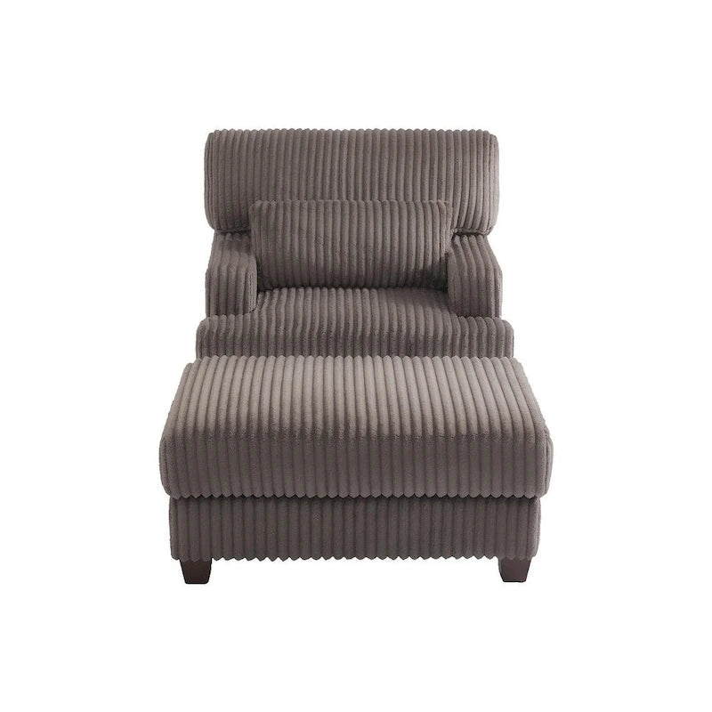 Modern Oversized Plush Corduroy Chaise Lounge Chair with Ottoman