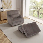Modern Oversized Plush Corduroy Chaise Lounge Chair with Ottoman