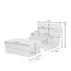 Modern Oversized Plush Corduroy Chaise Lounge Chair with Ottoman