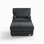 Modern Oversized Plush Corduroy Chaise Lounge Chair with Ottoman