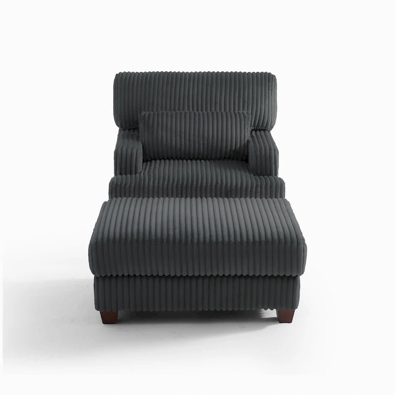 Modern Oversized Plush Corduroy Chaise Lounge Chair with Ottoman