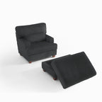 Modern Oversized Plush Corduroy Chaise Lounge Chair with Ottoman