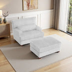 Modern Oversized Plush Corduroy Chaise Lounge Chair with Ottoman