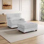Modern Oversized Plush Corduroy Chaise Lounge Chair with Ottoman