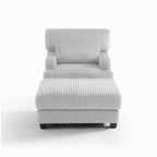 Modern Oversized Plush Corduroy Chaise Lounge Chair with Ottoman