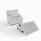 Modern Oversized Plush Corduroy Chaise Lounge Chair with Ottoman