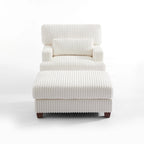 Modern Oversized Plush Corduroy Chaise Lounge Chair with Ottoman
