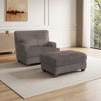 Modern Oversized Plush Corduroy Chaise Lounge Chair with Ottoman