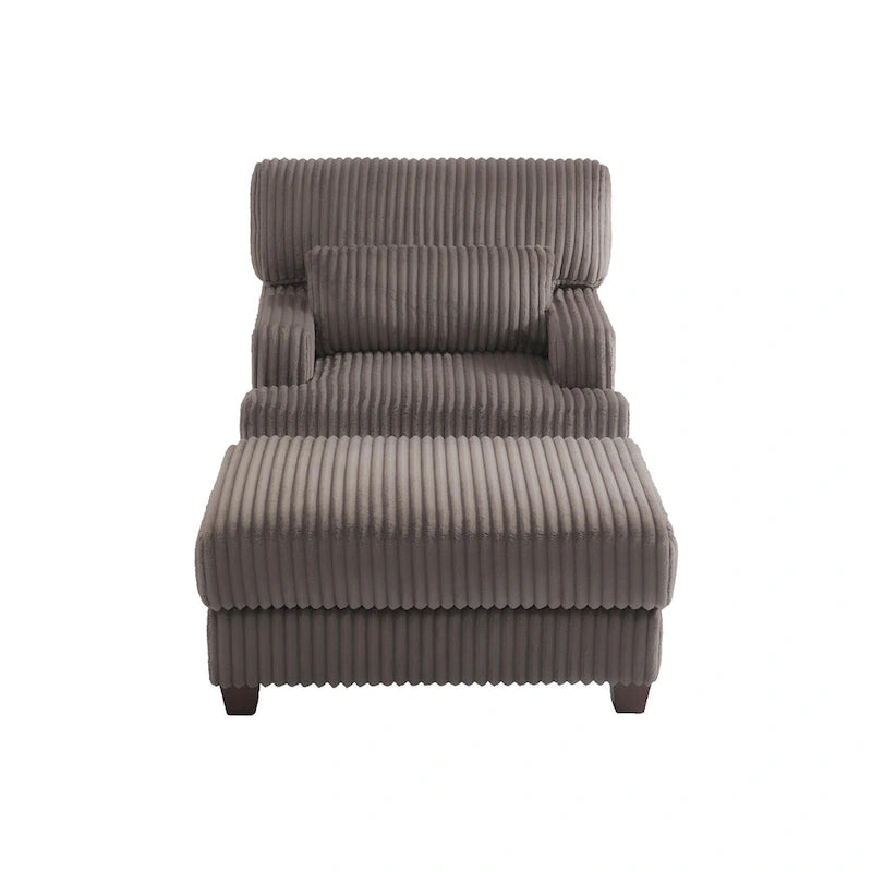 Modern Oversized Plush Corduroy Chaise Lounge Chair with Ottoman