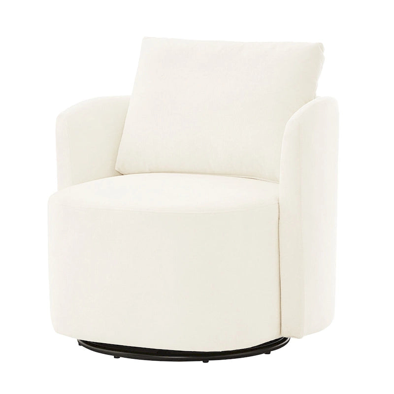360 Swivel Chair, 29.9 Accent Barrel Armchair, Upholstered Swivel Sofa Chair with Curved Design