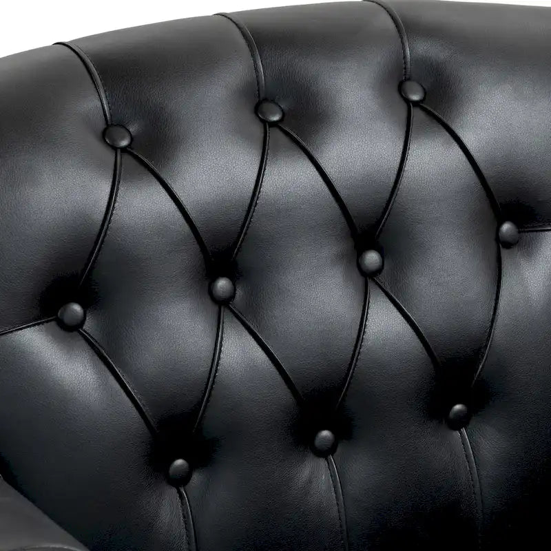 Poltrona decorativa in ecopelle con trapuntatura per il soggiorno