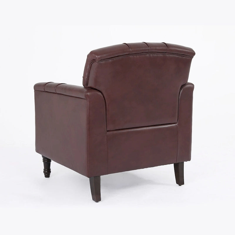 Poltrona decorativa in ecopelle con trapuntatura per il soggiorno