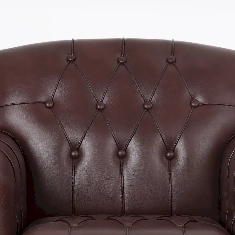 Poltrona decorativa in ecopelle con trapuntatura per il soggiorno