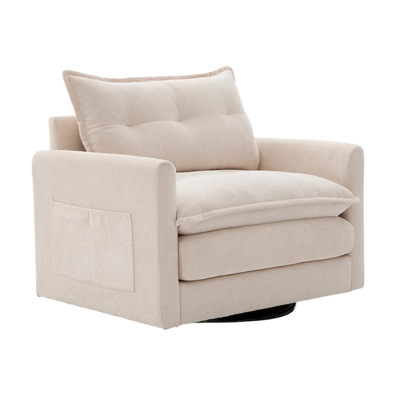 GALDWIN Chenille Upholstered 360Degree Swivel Mid Century Modern Arm Chair for Living Room