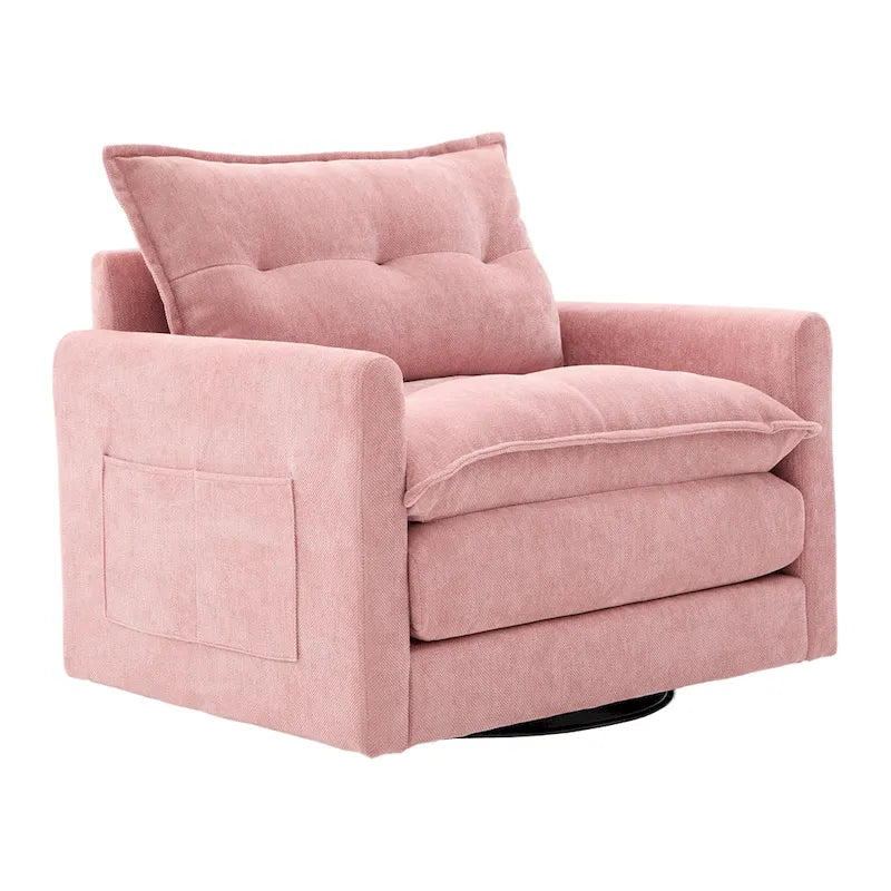 GALDWIN Chenille Upholstered 360Degree Swivel Mid Century Modern Arm Chair for Living Room