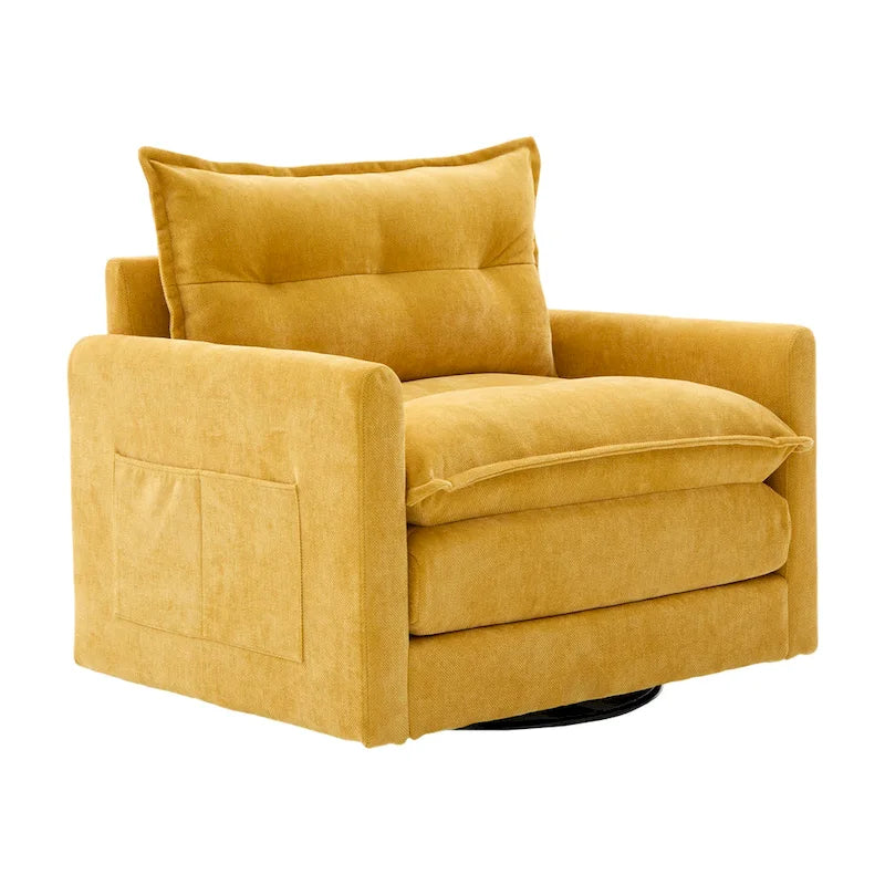 GALDWIN Chenille Upholstered 360Degree Swivel Mid Century Modern Arm Chair for Living Room
