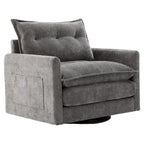 GALDWIN Chenille Upholstered 360Degree Swivel Mid Century Modern Arm Chair for Living Room