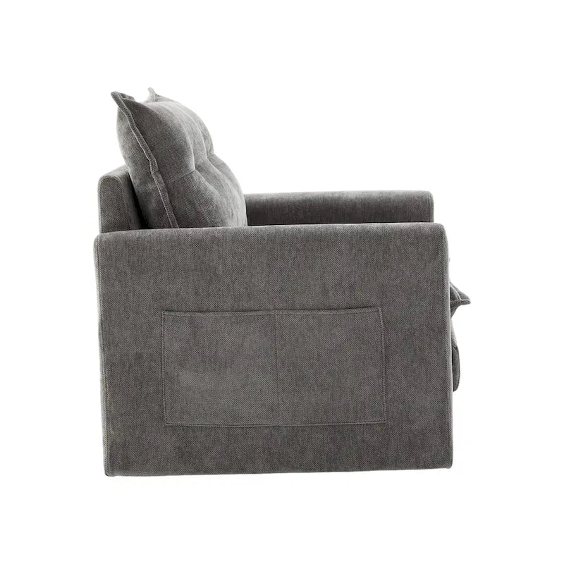 GALDWIN Chenille Upholstered 360Degree Swivel Mid Century Modern Arm Chair for Living Room