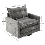 GALDWIN Chenille Upholstered 360Degree Swivel Mid Century Modern Arm Chair for Living Room