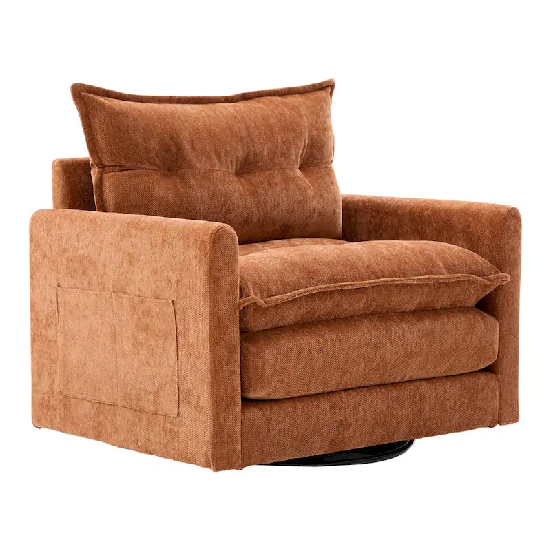 GALDWIN Chenille Upholstered 360Degree Swivel Mid Century Modern Arm Chair for Living Room
