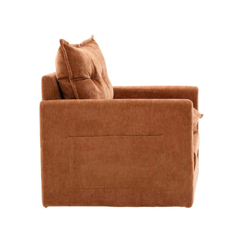 GALDWIN Chenille Upholstered 360Degree Swivel Mid Century Modern Arm Chair for Living Room