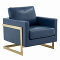 Lincoln Ledersessel mit goldenem Rahmen, moderner Einsitzer-Sofa für Wohnzimmer und Schlafzimmer