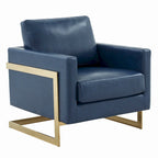 Lincoln Ledersessel mit goldenem Rahmen, moderner Einsitzer-Sofa für Wohnzimmer und Schlafzimmer