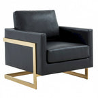 Lincoln Ledersessel mit goldenem Rahmen, moderner Einsitzer-Sofa für Wohnzimmer und Schlafzimmer