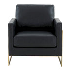 Lincoln Ledersessel mit goldenem Rahmen, moderner Einsitzer-Sofa für Wohnzimmer und Schlafzimmer