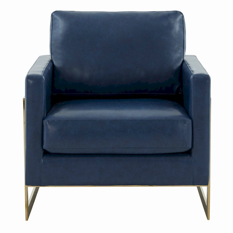 Lincoln Ledersessel mit goldenem Rahmen, moderner Einsitzer-Sofa für Wohnzimmer und Schlafzimmer
