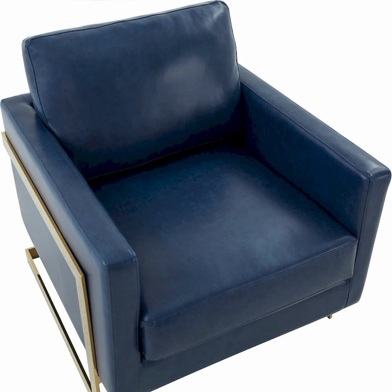 Lincoln Ledersessel mit goldenem Rahmen, moderner Einsitzer-Sofa für Wohnzimmer und Schlafzimmer