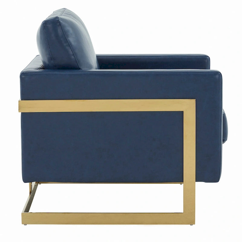 Lincoln Ledersessel mit goldenem Rahmen, moderner Einsitzer-Sofa für Wohnzimmer und Schlafzimmer