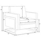 Lincoln Ledersessel mit goldenem Rahmen, moderner Einsitzer-Sofa für Wohnzimmer und Schlafzimmer