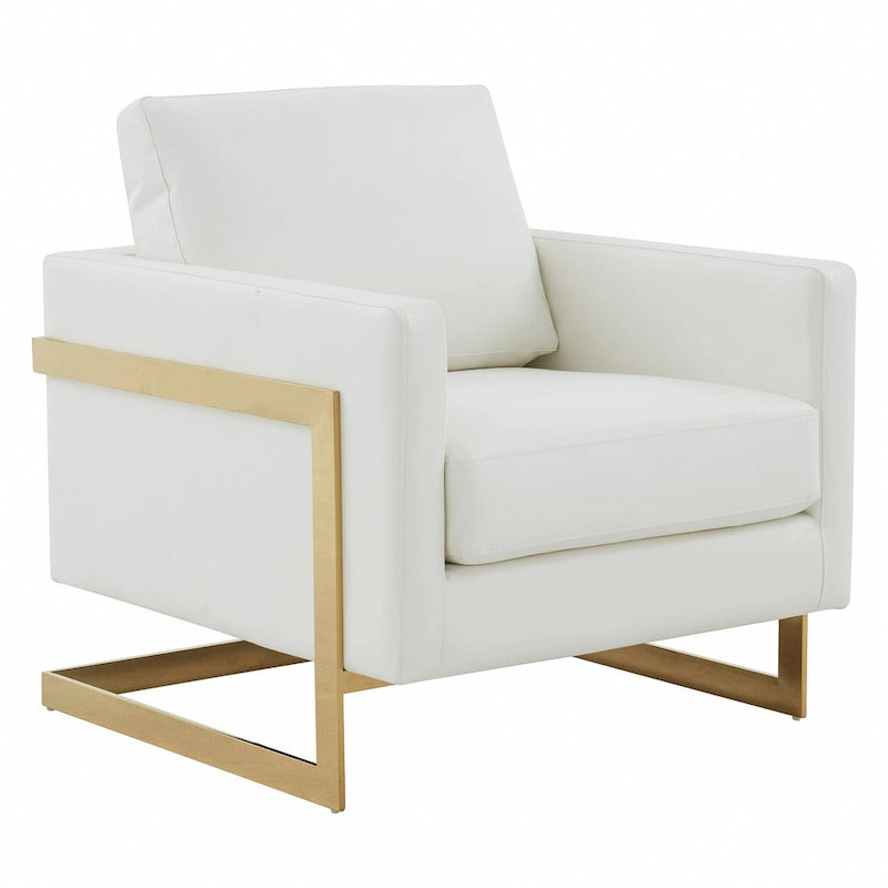 Lincoln Ledersessel mit goldenem Rahmen, moderner Einsitzer-Sofa für Wohnzimmer und Schlafzimmer