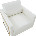 Lincoln Ledersessel mit goldenem Rahmen, moderner Einsitzer-Sofa für Wohnzimmer und Schlafzimmer