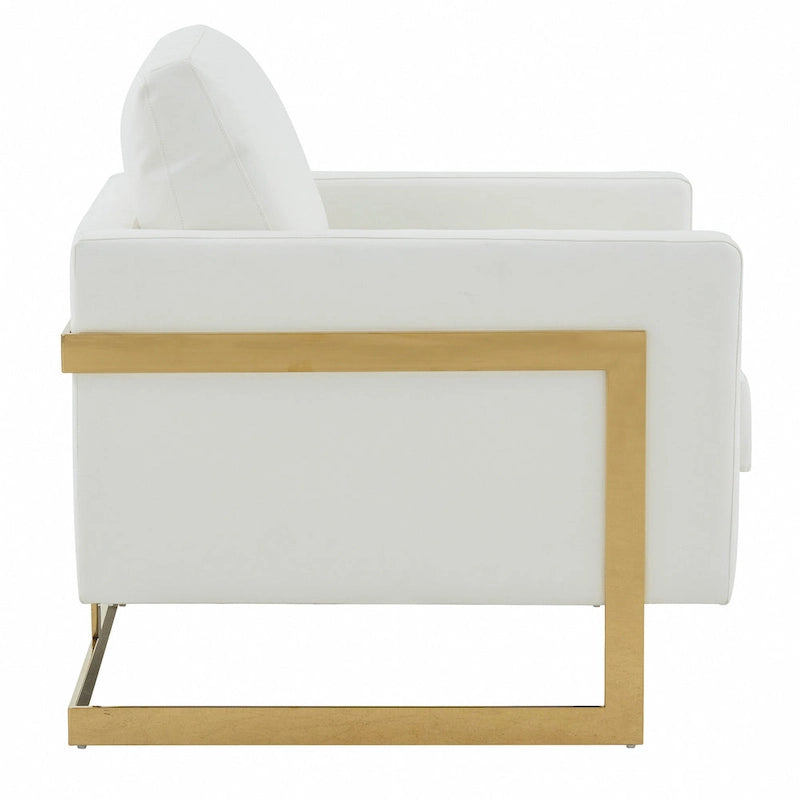 Lincoln Ledersessel mit goldenem Rahmen, moderner Einsitzer-Sofa für Wohnzimmer und Schlafzimmer