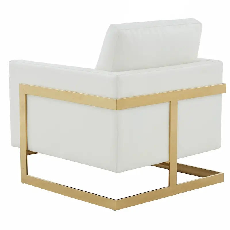 Lincoln Ledersessel mit goldenem Rahmen, moderner Einsitzer-Sofa für Wohnzimmer und Schlafzimmer