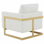 Lincoln Ledersessel mit goldenem Rahmen, moderner Einsitzer-Sofa für Wohnzimmer und Schlafzimmer