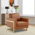 Lincoln Ledersessel mit goldenem Rahmen, moderner Einsitzer-Sofa für Wohnzimmer und Schlafzimmer
